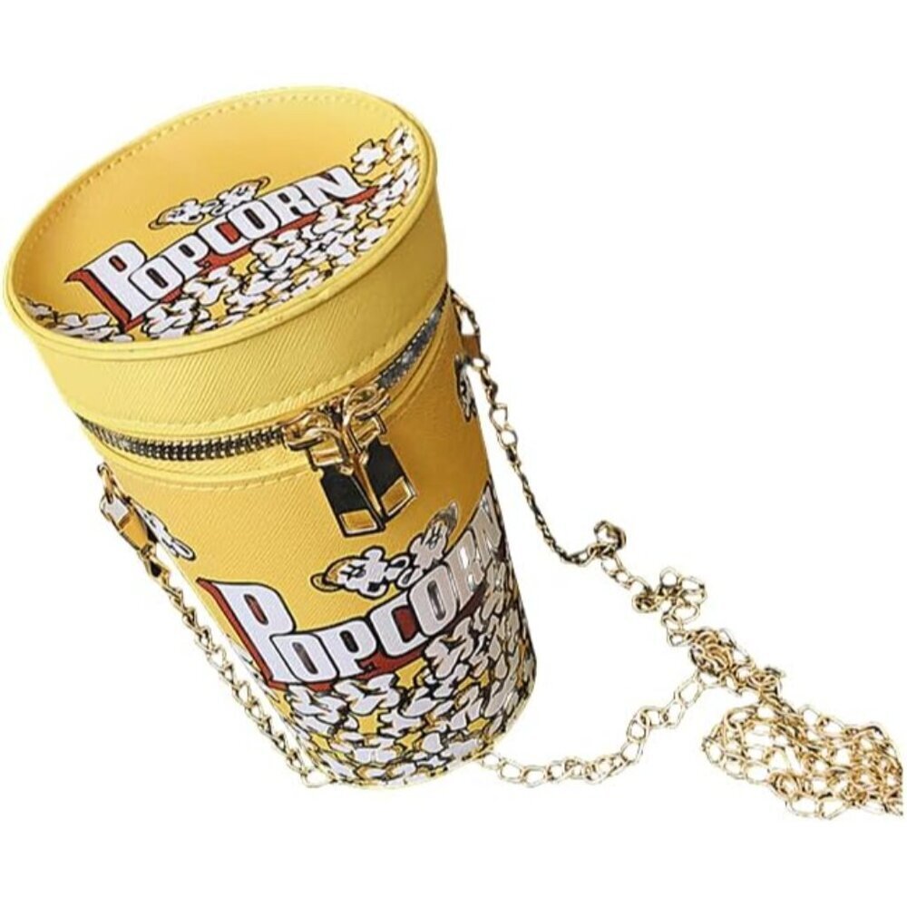 Women's Popcorn Crossbody Bag PU Leather Fun Cute Novel Shoulder Purse